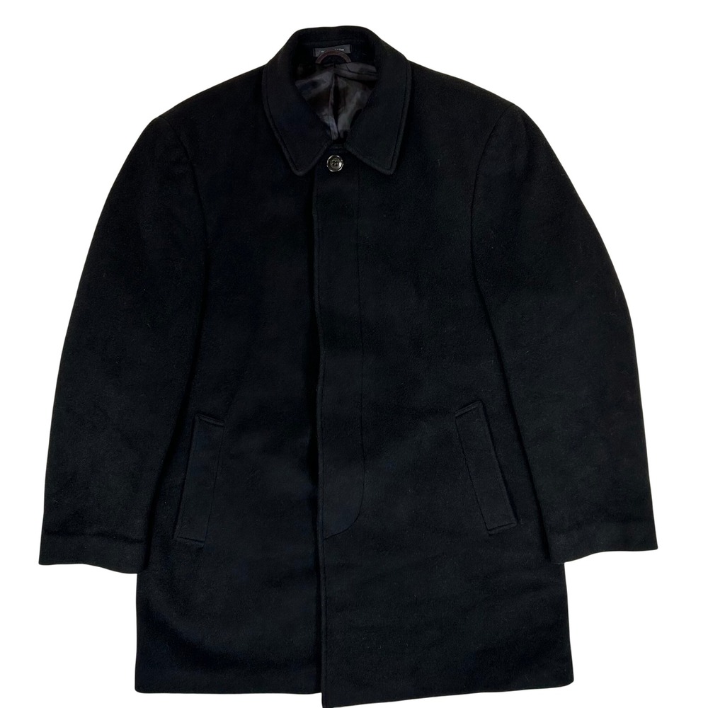 Lauren Ralph Lauren Mens Black Wool Blend Car Coat Overcoat 42R RN 90736